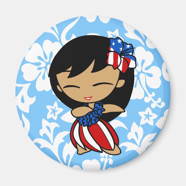 Aloha Honeys Patriotic Hula Girl Magnets Magnet (Framsidan)