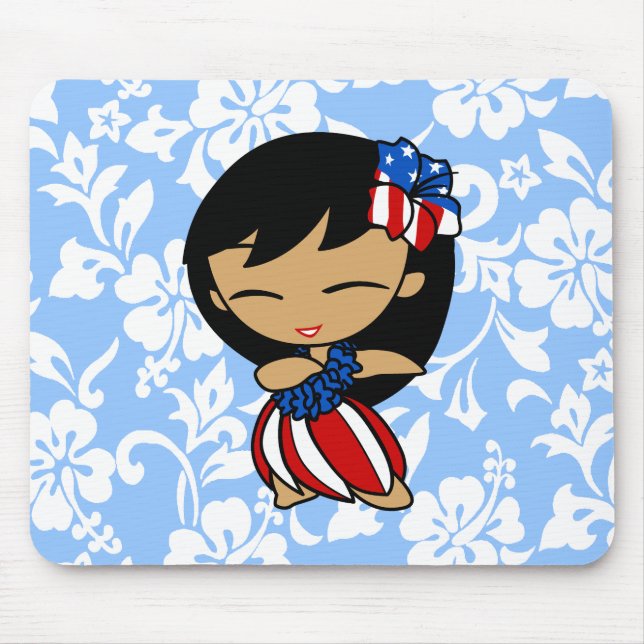 Aloha Honeys Patriotic Hula Girl Mousepads Musmatta (Framsidan)