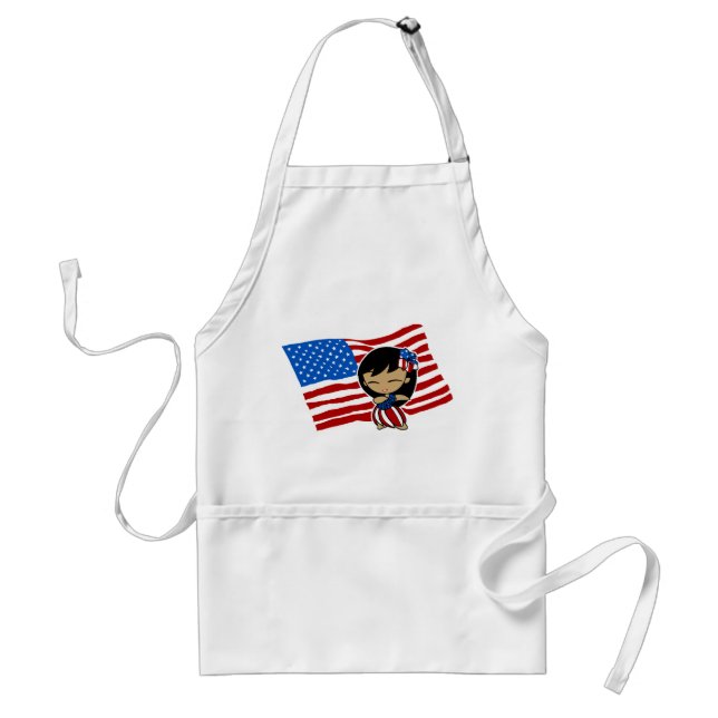 Aloha Honeys USA flagga Hula Girl Aprons Förkläde (Framsidan)