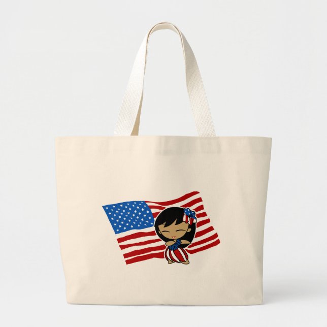 Aloha Honeys USA flagga Hula Girl Bagand Totes Jumbo Tygkasse (Framsidan)