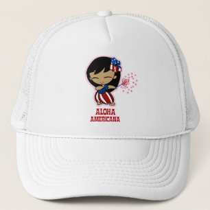 Aloha Honeys USA flagga Hula Girl Hats Keps