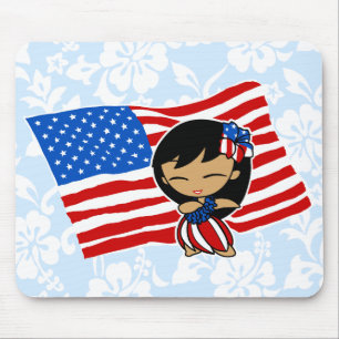Aloha Honeys USA flagga Hula Girl Mousepads Musmatta