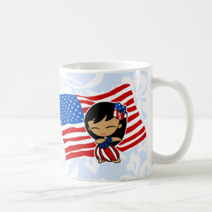 Aloha Honeys USA flagga Hula Girl Mugg