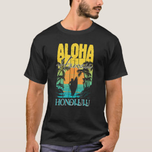 Aloha Honolulu Oahu Hawaii Surfer Sunset Waikiki B T Shirt