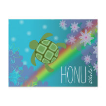 Aloha Honu Bevackra Sea Turtle Rainbow och Flower