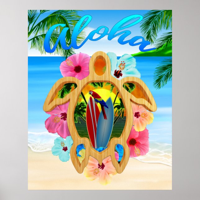 Aloha Honu Sea Turtle 2 Poster (Framsidan)