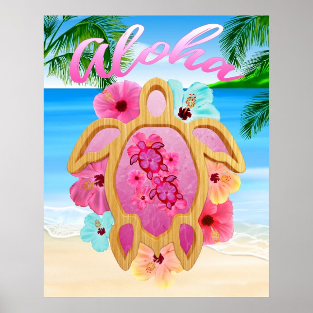 Aloha Honu Sea Turtle 3 Poster (Framsidan)