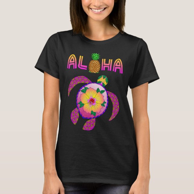 Aloha Honu Turtle Hawaii T Shirt (Framsida)