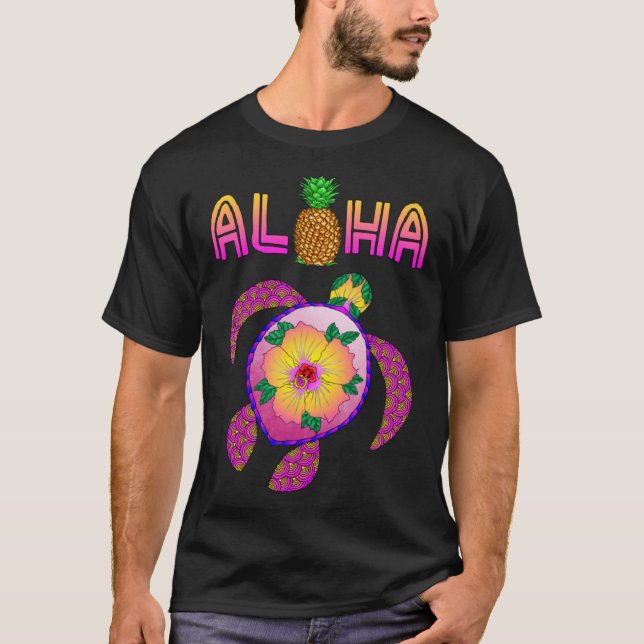 Aloha Honu Turtle Hawaii T Shirt (Framsida)