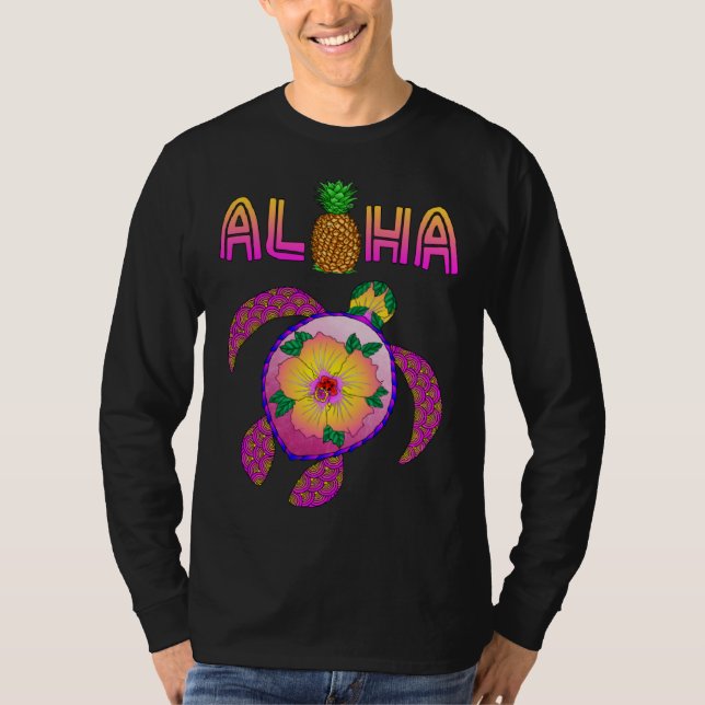 Aloha Honu Turtle Hawaii T Shirt (Framsida)