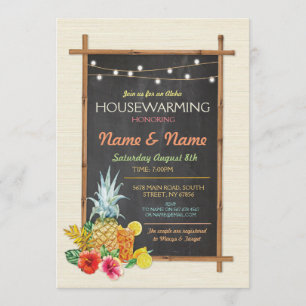 Aloha Houseuppvärmning Luau Tiki New Home Inbjudan