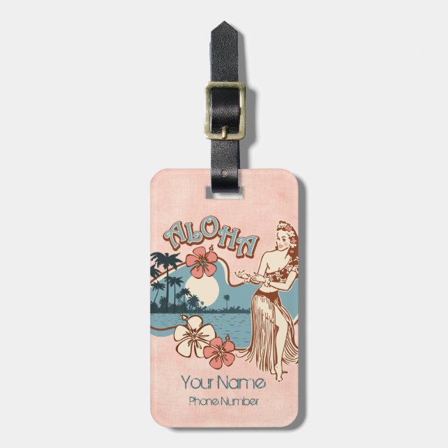 Aloha Hula flicka Bagagebricka (Vertikal Framsida)