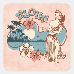 Aloha Hula flickaklistermärke Fyrkantigt Klistermärke