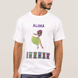 "Aloha"Hula-flickan och Tiki T Shirt
