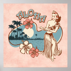 Aloha Hula flickatryck Poster