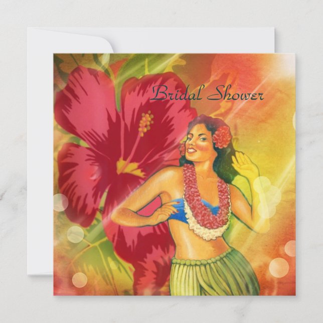 Aloha Hula Girl hawaii-möhippa Inbjudningar (Framsida)