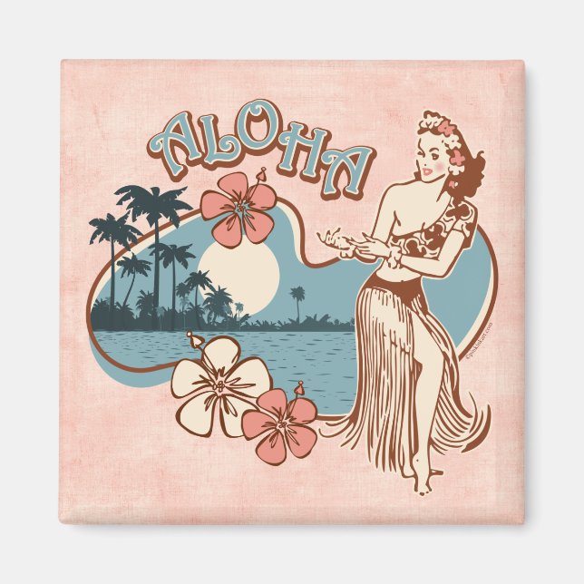 Aloha Hula Girl Magnet (Framsidan)