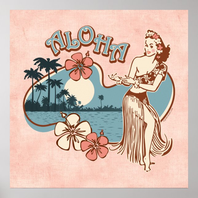 Aloha Hula Girl Skriv ut Poster (Framsidan)