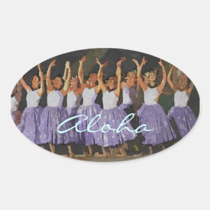 Aloha Hula Ovalt Klistermärke