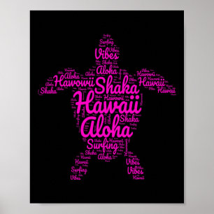 Aloha I Kärlek Hawaii Sea Turtles Shaka Surfing Vi Poster
