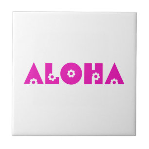 Aloha i rosa blommor kakelplatta
