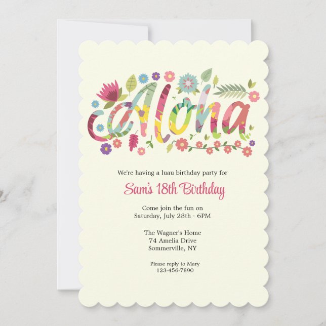 Aloha Inbjudningar (Framsida)