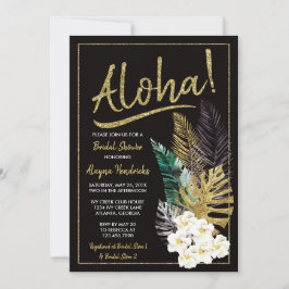Aloha Inbjudningskort för möhippan, Faux Guld