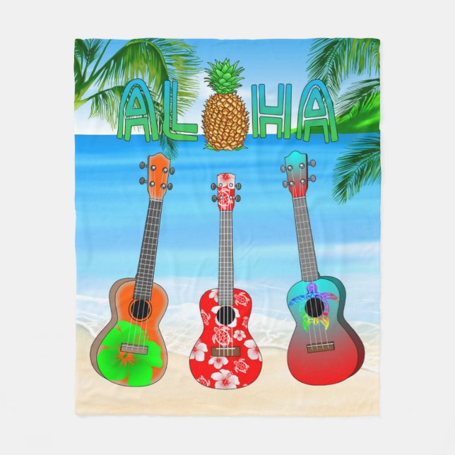 Aloha Island Ukuleles Fleecefilt (Framsidan)