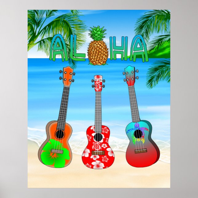 Aloha Island Ukuleles Poster (Framsidan)