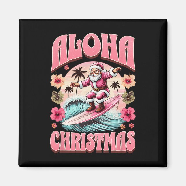 Aloha jul Santa Claus surfing hawaiiansk sång  Magnet (Framsidan)