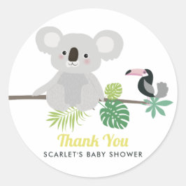 Aloha Koala & Toucan Baby Shower Tack Sticker Runt Klistermärke