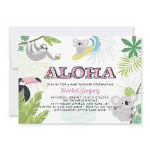 Aloha Koala Tropical Rosa Baby Shower-inbjudan