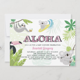 Aloha Koala Tropical Rosa Baby Shower-inbjudan Inbjudningar