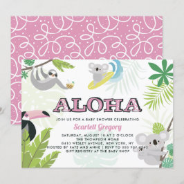 Aloha Koala Tropical Rosa Baby Shower-inbjudan Inbjudningar