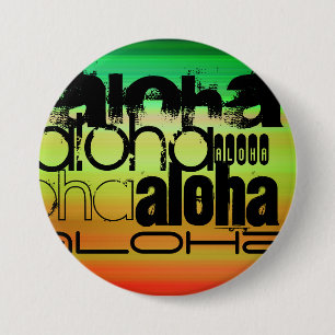 Aloha; kraftig Grönt, Orange och Gult Knapp