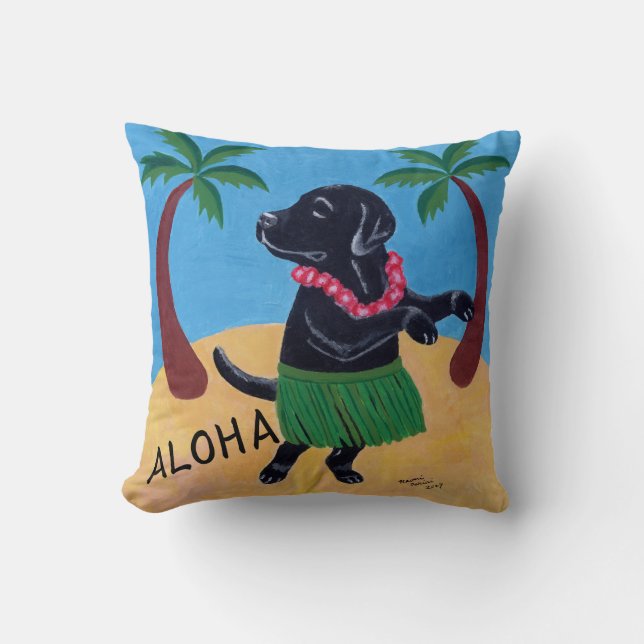 Aloha kudder svart Labrador Kudde (Framsida)