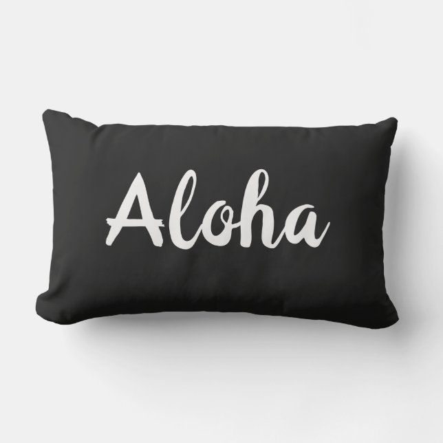 Aloha kudder svarten - utomhus- lumbarkudde (Framsida)