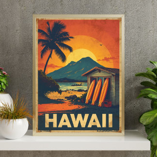 Aloha-kusten – Retro hawaiianskt resemål Poster