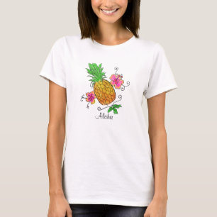 Aloha kvinna för ananas   skjorta tee shirt
