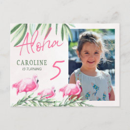 Aloha Lets Flamingle tropical PHOTO födelsedagsfes Vykort