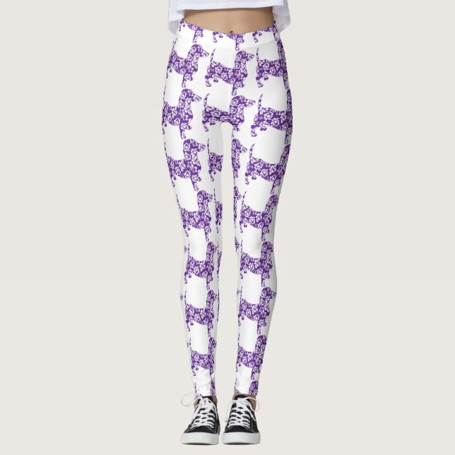 Aloha Lila Dachshund Leggings (Framsida)