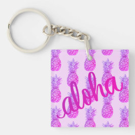 Aloha Lila Pineapple Square Keychain Mini