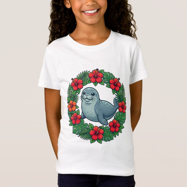 Aloha Liten Munkesäl T Shirt (Framsida)