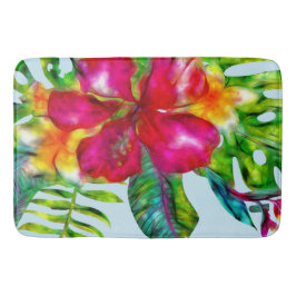 Aloha Ljus Elektrisk Pop Tropisk Blomma Badrumsmatta