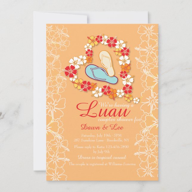 Aloha Love Luau Bröllopsdusch Inbjudan (Framsida)