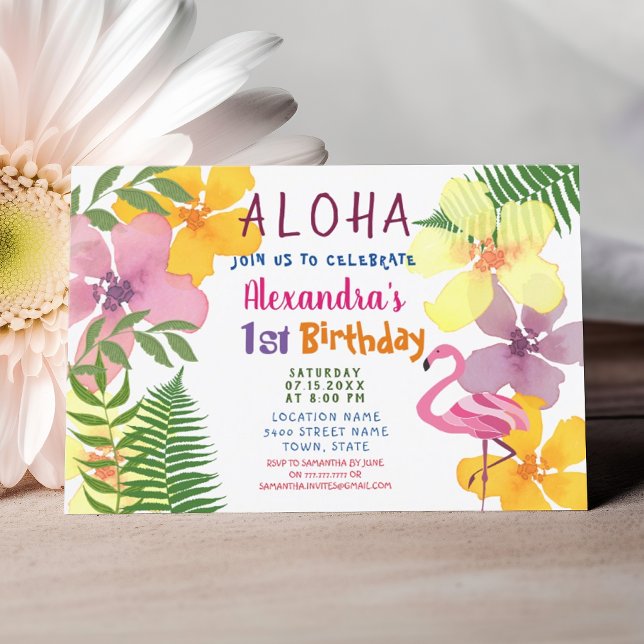 Aloha Luau 1-årsdag Tropisk Inbjudningar (Skapare uppladdad)
