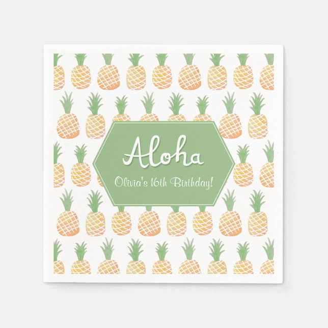 Aloha Luau Ananas Födelsedagsfest Servetter (Framsidan)