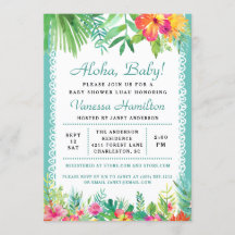 Aloha Luau Baby Shower Tropical Call Teal