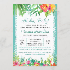 Aloha Luau Baby Shower Tropical Call Teal Inbjudningar