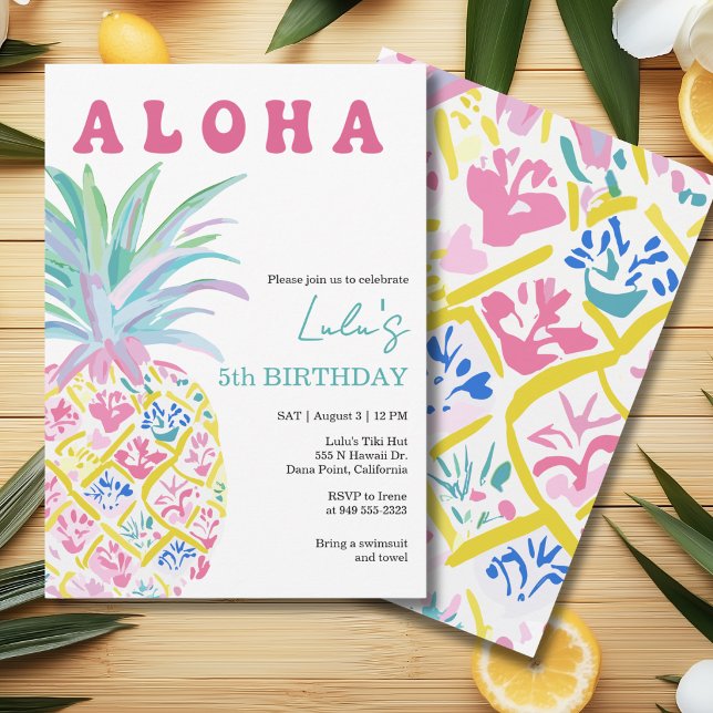 Aloha Luau Barnkalasinbjudan för barn Inbjudningar (Skapare uppladdad)
